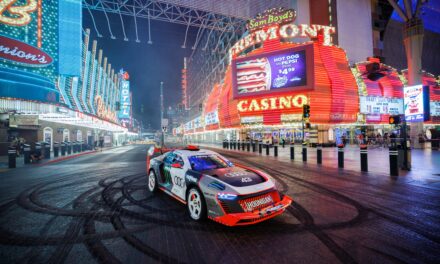 Ken Block and the Audi S1 Hoonitron electrify Las Vegas.